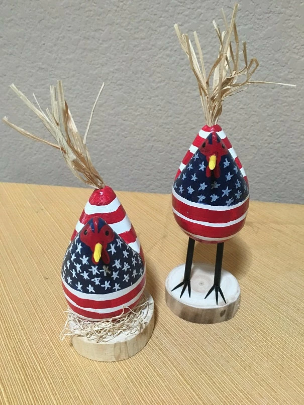 Edith Herbert John Folk Art Navajo Hand Carved Patriotic Chickens Decor 8 Edith Herbert John Folk Art Navajo Hand Carved Patriotic Chickens Decor