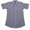 White Horse Apparel Men's Western Shirt: White Horse Short Sleeve Plaid Blue Red