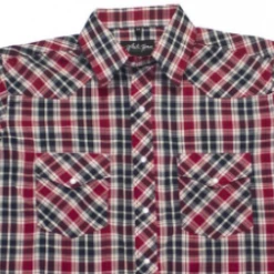 White Horse Apparel Men's Western Shirt: White Horse Short Sleeve Plaid Red Black