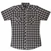 White Horse Apparel Men's Western Shirt: White Horse Short Sleeve Plaid Black Tan