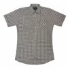 White Horse Apparel Men's Western Shirt: White Horse Short Sleeve Plaid Black Tan