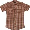 White Horse Apparel Men's Western Shirt: White Horse Short Sleeve Plaid Blue Gold Red