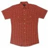 White Horse Apparel Men's Western Shirt: White Horse Short Sleeve Plaid Red Gold White