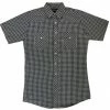 White Horse Apparel Men's Western Shirt: White Horse Short Sleeve Plaid Navy White
