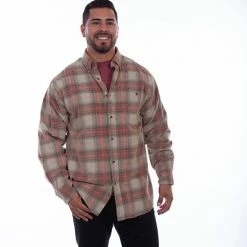 Scully Leather Company Men's Farthest Point Collection Shirt: Outdoor Corduroy Plaid Red