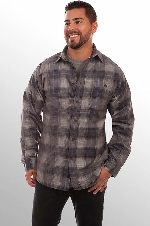 Scully Leather Company Men's Farthest Point Collection Shirt: Outdoor Corduroy Plaid Navy Charcoal 3 Scully Leather Company Men's Farthest Point Collection Shirt: Outdoor Corduroy Plaid Navy Charcoal