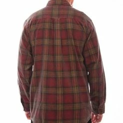 Scully Leather Company Men's Farthest Point Collection Shirt: Outdoor Corduroy Plaid Red Yellow