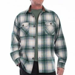 Scully Leather Company Men's Farthest Point Collection Shirt: Outdoor Corduroy Plaid Green