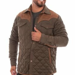 Scully Leather Company Men's Farthest Point Collection Jacket: Outdoor Quilted Canvas Olive