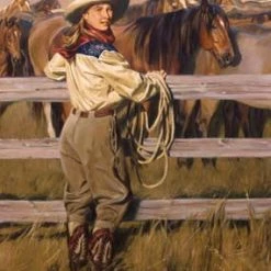 TXLC Custom Tile Made In The USA For Home Western Art Tile: Artist Terri Kelly Moyers "At Home On The Range"