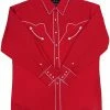 White Horse Apparel Men's Embroidered Western Shirt: White Horse Retro Red