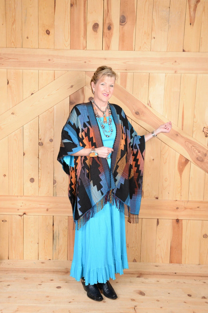 Rhonda Stark Italian Acrylic Collection: Shawl Thunderbird, Fringe Ladies' 3 Rhonda Stark Italian Acrylic Collection: Shawl Thunderbird, Fringe Ladies'