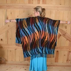 Rhonda Stark Italian Acrylic Collection: Shawl Turquoise Wave, Fringe