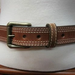 Rockmount Ranch Wear Accessory: Triple Stitch Tan Leather Belt