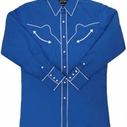 White Horse Apparel Men's Embroidered Western Shirt: White Horse Retro Royal