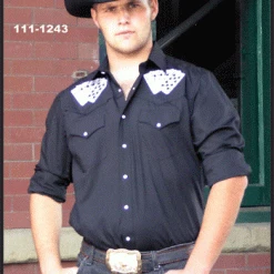 White Horse Apparel Men's Embroidered Western Shirt: White Horse Royal Flush On Black