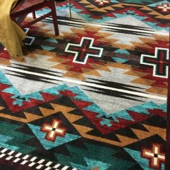 American Dakota Textiles Trader Collection: Rustic Cross Electric Area Rugs