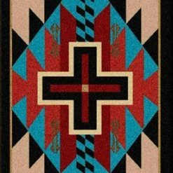 American Dakota Textiles Decor Trader Collection: Rustic Cross Blue Area Rugs