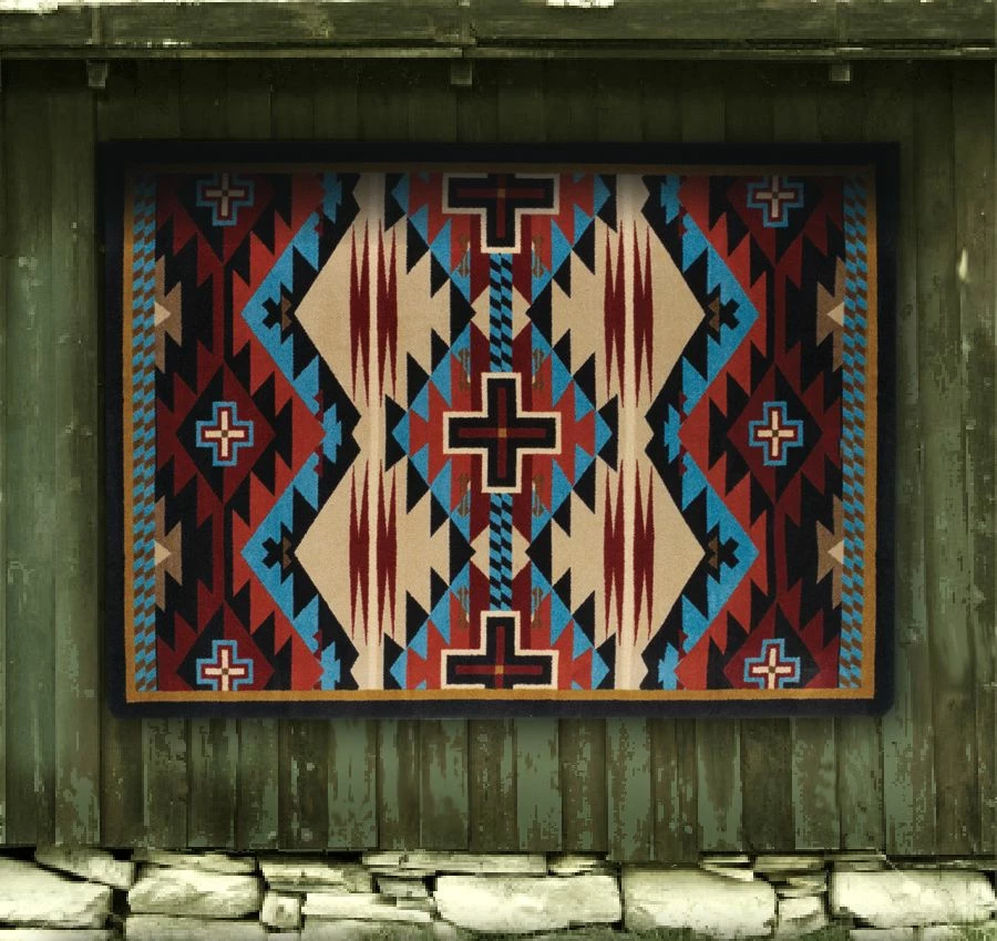 American Dakota Textiles Decor Trader Collection: Rustic Cross Blue Area Rugs 6 American Dakota Textiles Decor Trader Collection: Rustic Cross Blue Area Rugs