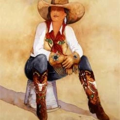 TXLC Custom Tile Made In The USA For Home Western Art Tile: Artist Doreman Burns "San Antonio Rose"