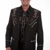 Scully Leather Company Men's Fabric Jacket Collection: Scully Western Blazer Floral Scroll Embroidery