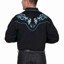 Scully Leather Company Men's Vintage Western Shirt Collection: Scully Embroidery With Studs