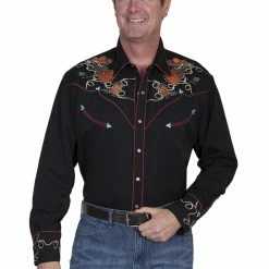 Scully Leather Company Men's Vintage Western Shirt Collection: Scully Boots & Guitars