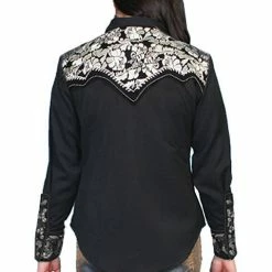Scully Leather Company Ladies' Women's Vintage Western Shirt Collection: Scully Gunfighter Black & Silver