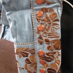 Scully Leather Company Women's Vintage Western Shirt Collection: Scully Gunfighter Denim Blue & Rust Ladies'