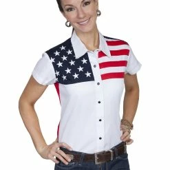 Scully Leather Company Ladies' Women's Western Shirt Collection: Scully The Patriot Stars And Stripes
