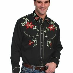 Scully Leather Company Men's Vintage Western Shirt Collection: Scully Floral Classic Design