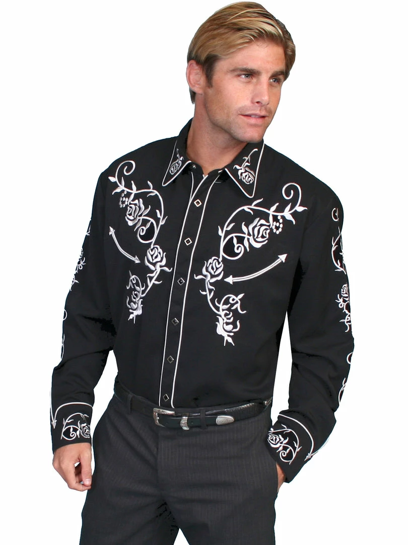 Scully Leather Company Men's Vintage Western Shirt Collection: Scully Roses On The Vine 4 Scully Leather Company Men's Vintage Western Shirt Collection: Scully Roses On The Vine