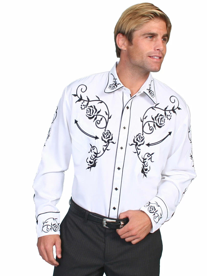 Scully Leather Company Men's Vintage Western Shirt Collection: Scully Roses On The Vine 3 Scully Leather Company Men's Vintage Western Shirt Collection: Scully Roses On The Vine