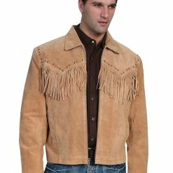 Scully Leather Company Men's Leather Jacket Collection: Scully Western Fringe Suede Zip Front