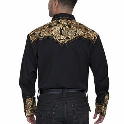 Scully Leather Company Men's Vintage Western Shirt Collection: Scully Gunfighter Black & Gold