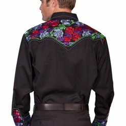 Scully Leather Company Men's Vintage Western Shirt Collection: Scully Gunfighter Black & Multi Color