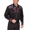 Scully Leather Company Men's Vintage Western Shirt Collection: Scully Gunfighter Black & Multi Color