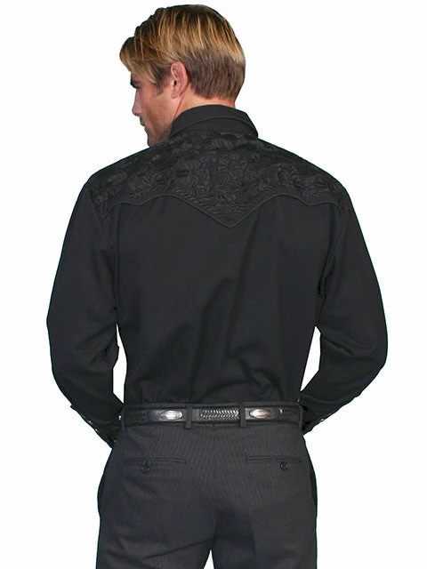 Scully Leather Company Men's Vintage Western Shirt Collection: Scully Gunfighter Black 4 Scully Leather Company Men's Vintage Western Shirt Collection: Scully Gunfighter Black