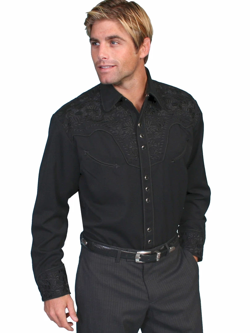 Scully Leather Company Men's Vintage Western Shirt Collection: Scully Gunfighter Black 3 Scully Leather Company Men's Vintage Western Shirt Collection: Scully Gunfighter Black