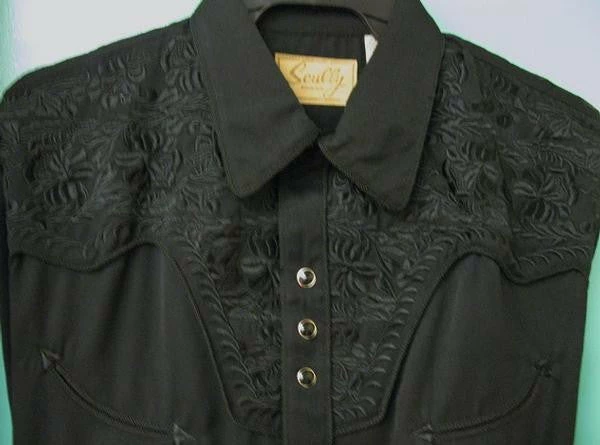 Scully Leather Company Men's Vintage Western Shirt Collection: Scully Gunfighter Black 5 Scully Leather Company Men's Vintage Western Shirt Collection: Scully Gunfighter Black