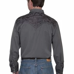 Scully Leather Company Men's Vintage Western Shirt Collection: Scully Gunfighter Charcoal & Charcoal