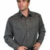 Scully Leather Company Men's Vintage Western Shirt Collection: Scully Gunfighter Charcoal & Charcoal