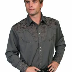 Scully Leather Company Men's Vintage Western Shirt Collection: Scully Gunfighter Charcoal & Charcoal