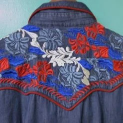 Scully Leather Company Women's Vintage Western Shirt Collection: Scully Gunfighter Denim & Multi Color Ladies'