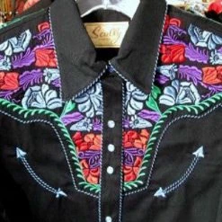 Scully Leather Company Men's Vintage Western Shirt Collection: Scully Gunfighter Black & Multi Color