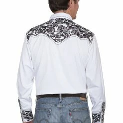 Scully Leather Company Men's Vintage Western Shirt Collection: Scully Gunfighter White & Pewter