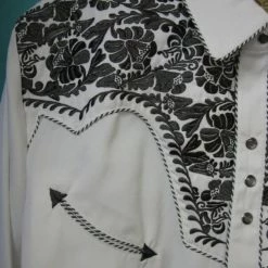 Scully Leather Company Men's Vintage Western Shirt Collection: Scully Gunfighter White & Pewter