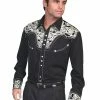 Scully Leather Company Men's Vintage Western Shirt Collection: Scully Gunfighter Black & Silver