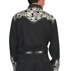 Scully Leather Company Men's Vintage Western Shirt Collection: Scully Gunfighter Black & Silver