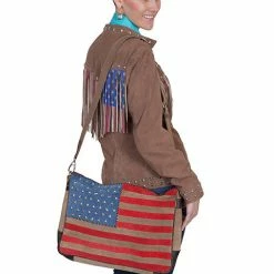 Scully Leather Company Western Stars And Stripes Leather Shoulder Handbag